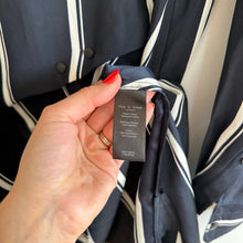Load image into Gallery viewer, Rag &amp; Bone Jacklin Striped Pattern Draped Long Sleeve Mini Dress Navy XS NWT
