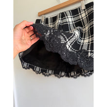 Load image into Gallery viewer, Commense Double-Breasted Metal Button Plaid Tweed Blazer Skirt Set Black M NWT
