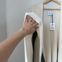 Load image into Gallery viewer, Kujten Cape Liv 2-Threads Cashmere Fringed Open Front Cape Sweater Beige OS NWT
