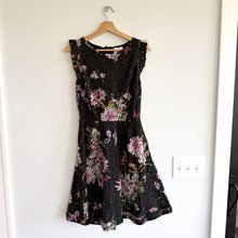 Load image into Gallery viewer, Anthropologie Eri + Ali Neveah Floral Lace Fit &amp; Flare Ruffle Dress Black 10 NWT
