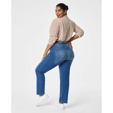 Load image into Gallery viewer, Spanx High Rise Medium Wash Denim Straight Leg Jeans Blue L
