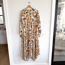 Load image into Gallery viewer, Free People Rows Of Roses V-Neck Long Sleeve Maxi Dress Cream Yellow L
