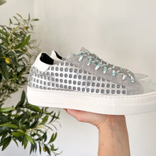Load image into Gallery viewer, P448 John Polly Leather Low Top Lace Up Sneakers Silver 40
