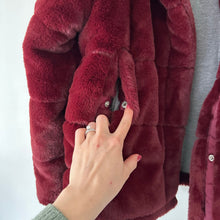 Load image into Gallery viewer, Avec Les Filles Faux Fur Puffer Jacket Wine Red M
