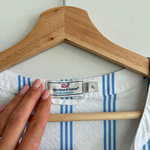 Load image into Gallery viewer, Vineyard Vines Harbor Tie Neck Flutter Sleeve Mini Dress White Blue XL
