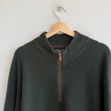 Load image into Gallery viewer, Vineyard Vines 100% Cashmere 1/4 Zip Leather Pullover Sweater Dark Green XL
