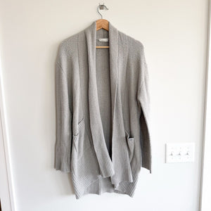 Faceplant Dreams Open-Front Long Sleeve Knit Cardigan Gray L