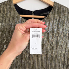 Load image into Gallery viewer, Banana Republic Shimmer Long Sleeve Mini Dress Gold 2 NWT
