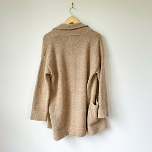 Thread & Supply Open-Front Long Sleeve Pocket Cardigan Sweater Beige S