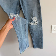 Load image into Gallery viewer, Agolde Jamie Button-Fly Denim High Rise Distressed Straight Jeans Blue 25
