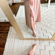 Load image into Gallery viewer, BHLDN Doria Chiffon V-Neck Long Sleeve Maxi Dress Blush Pink 2
