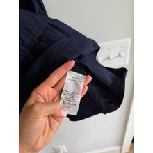 Load image into Gallery viewer, Quince Organic Cotton Poplin Tiered Short Sleeve Mini Dress Navy M
