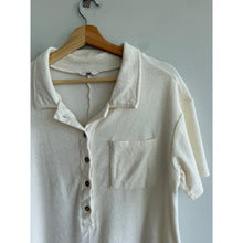 Load image into Gallery viewer, Ascot + Hart Terry Cloth Collared Short Sleeve Button Front Romper White S

