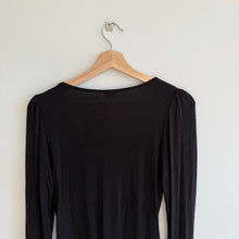 Load image into Gallery viewer, Aritzia Wilfred Puff Sleeve Pearl Button Bodysuit Black M
