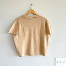 Load image into Gallery viewer, H&amp;M Short Sleeve Button Up Cardigan Sweater Beige Gold XL NWT
