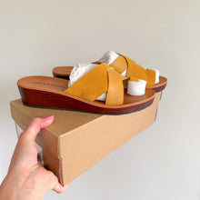 Load image into Gallery viewer, Lucky Brand LK-Heliara Sandals in Golden Yellow Vintage Oily Suede 9M NIB
