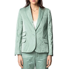 Load image into Gallery viewer, Zadig &amp; Voltaire Victor Lined Single-Breasted Satin Blazer Green 36
