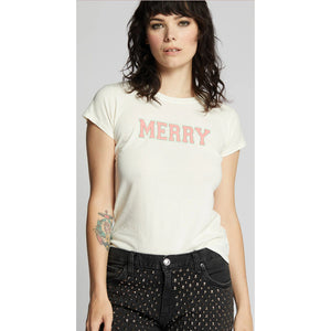 Recycled Karma Merry Minimalist Shrunken Baby Tee Pull On Top Cream L