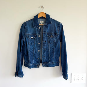 AG Adriano Goldschmied Robyn Slim Trucker Denim Jacket Dark Wash Blue M BW20567