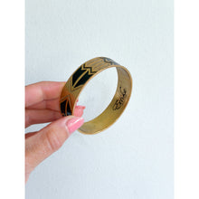 Load image into Gallery viewer, Ettika Gold Tone Black Enamel Geometric Cuff Bangle Bracelet Gold
