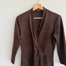 Load image into Gallery viewer, J. McLaughlin Lilian Faux Suede Twist Front 3/4 Sleeve Sheath Dress Brown XS
