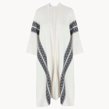 Load image into Gallery viewer, Kujten Cape Liv 2-Threads Cashmere Fringed Open Front Cape Sweater Beige OS NWT
