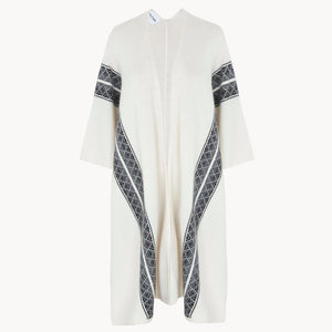 Kujten Cape Liv 2-Threads Cashmere Fringed Open Front Cape Sweater Beige OS NWT
