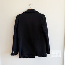 Load image into Gallery viewer, Mango MNG Quintin Tweed Double Breasted Pearl Button Jacket Black M

