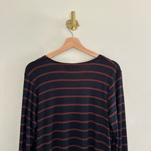 Load image into Gallery viewer, Sinuous Striped Open Front Side Slit Duster Cardigan Blue/Red S
