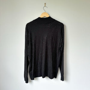 Joseph Ribkoff Beaded Crew Neck Long Sleeve Pullover Casual Top Black XL NWT