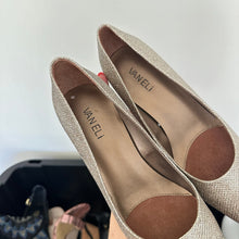 Load image into Gallery viewer, VANEli Metallic Glitter Slip-On Pointed Toe Heels Pumps Gold 9
