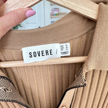 Load image into Gallery viewer, Sovere Farren Knit Polo Long Sleeve Ribbed Button Front Midi Dress Beige 10
