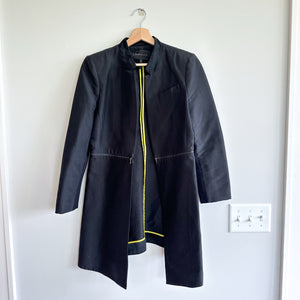 BCBGMAXAZRIA Arelia Silk Blend Zip Waist A-Line Essential Jacket Black M