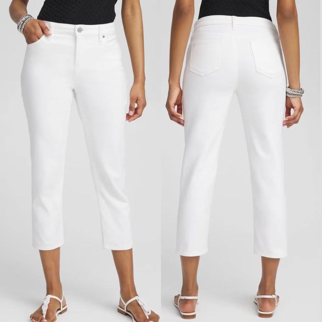 Chico's The So Slimming Girlfriend Crop Jeans White 1