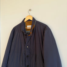 Load image into Gallery viewer, J. Hilburn Highlander Light Puffer Leather Collar Jacket Navy 2XL
