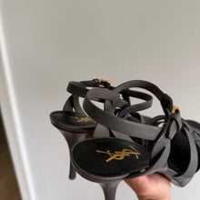 Load image into Gallery viewer, YSL Saint Laurent Tribute Leather Platform Sandals in Grey 39 NEW
