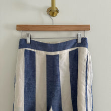 Load image into Gallery viewer, Madewell Huston Pull-On Wide-Leg Striped Cropped Pants Blue/White XS
