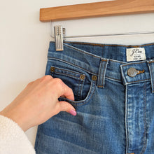 Load image into Gallery viewer, J. Crew Rayner High Rise Raw Hem Denim Wide Leg Jeans Blue 25
