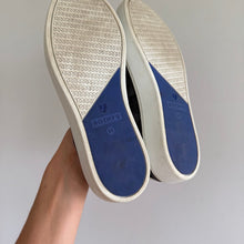 Load image into Gallery viewer, Rothy's The Original Slip On Round Toe Camouflage Knit Sneakers Gray 6.5
