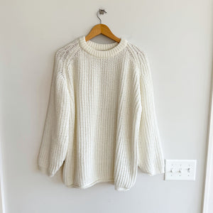 Urban Outfitters BP. Slouchy Knit Crew Neck Long Sleeve Pullover Sweater White L