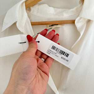 NWT L'Agence Tyler Silk Button Front Shirt Blouse Ivory L