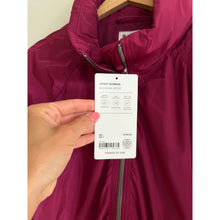 Load image into Gallery viewer, Athleta Jetset Zip Up Mock Neck Hooded Bomber Jacket Wildberry L NWT
