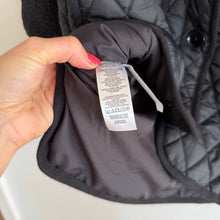 Load image into Gallery viewer, Loft Sherpa Quilted Panel Button Front Mid-Length Jacket Black XXS Petite
