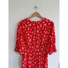 Load image into Gallery viewer, RIXO Zadie Floral Pattern Puff Sleeve Midi Dress Red White 10
