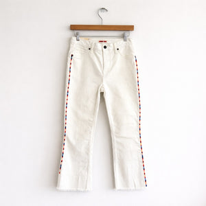 Johnny Was The Cropped Baby Boot Denim Embroidered Jeans White 27