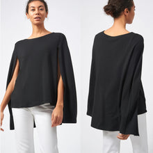 Load image into Gallery viewer, Kal Rieman Cape Sweatshirt Boat Neck Pullover Black L NWT
