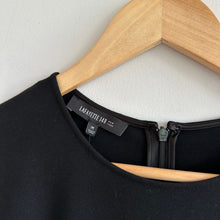 Load image into Gallery viewer, Lafayette 148 New York Faux Leather Short Sleeve A-Line Dress Black M NWT
