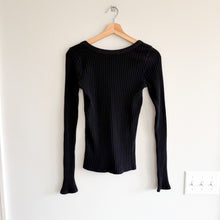 Load image into Gallery viewer, Project Social T What's The Scoop Washed Rib Long Sleeve Top Black L NWT
