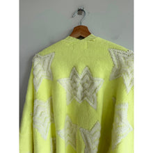 Load image into Gallery viewer, Bucketlist Oversized Star Pattern Button Front Cardigan Lime Yellow M NWT
