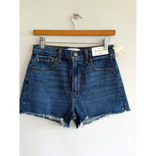 Load image into Gallery viewer, Abercrombie &amp; Fitch The Mom High Rise Raw Hem Denim Jean Shorts Blue 25 NWT
